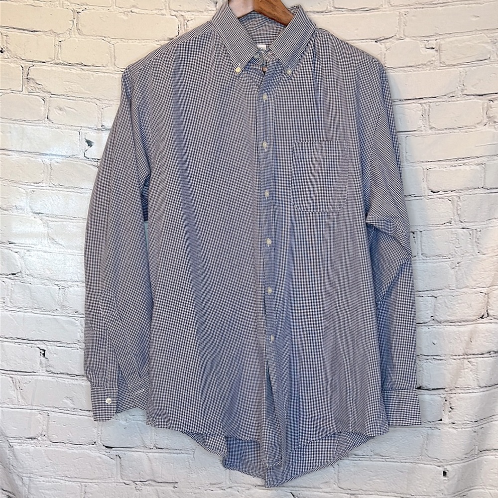 Brooks Brothers Relaxed Fit Blue & White Check Button Down Shirt Size 16.5